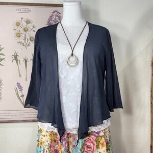 90s Y2k Silk Asymmetric Cardigan Jacket Gloomy Coquette Dark Fairy Romantic M